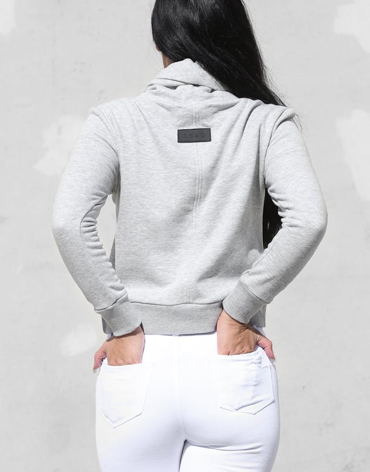 Dead Studios Women's Funnel Zip Sweater Grey