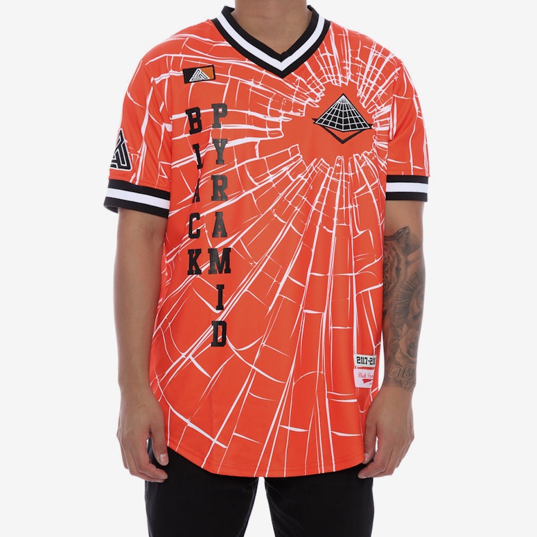 Black Pyramid Shattered Baseball Jersey Orange