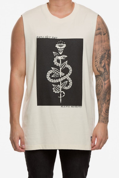 Rats Get Fat X Alexis Hepburn Snake Stamp Tee Cream