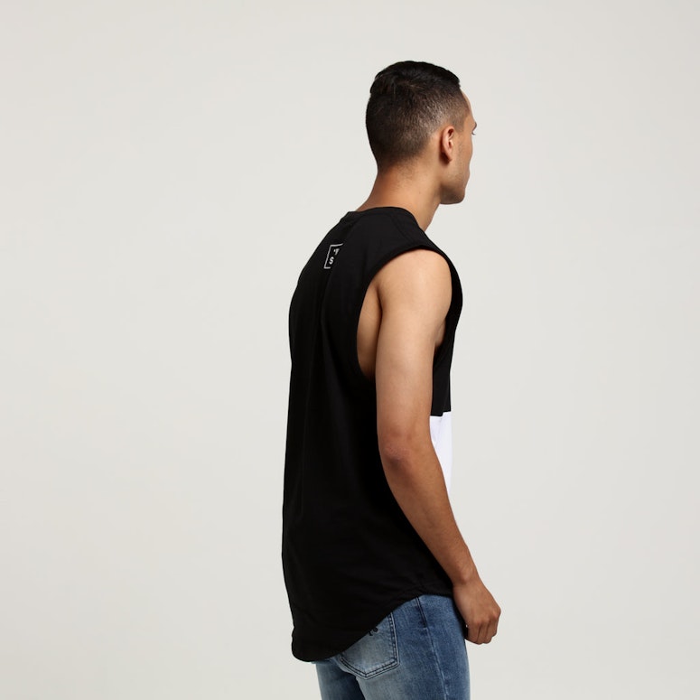 SAINT MORTA OCEANS PANELLED MUSCLE TEE BLACK/WHITE