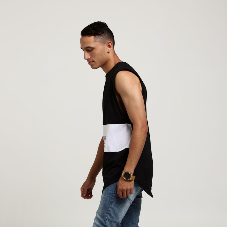 SAINT MORTA OCEANS PANELLED MUSCLE TEE BLACK/WHITE