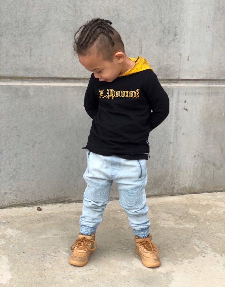 Lil Hommé LH Bandit LS Hooded Tee Black/Yellow