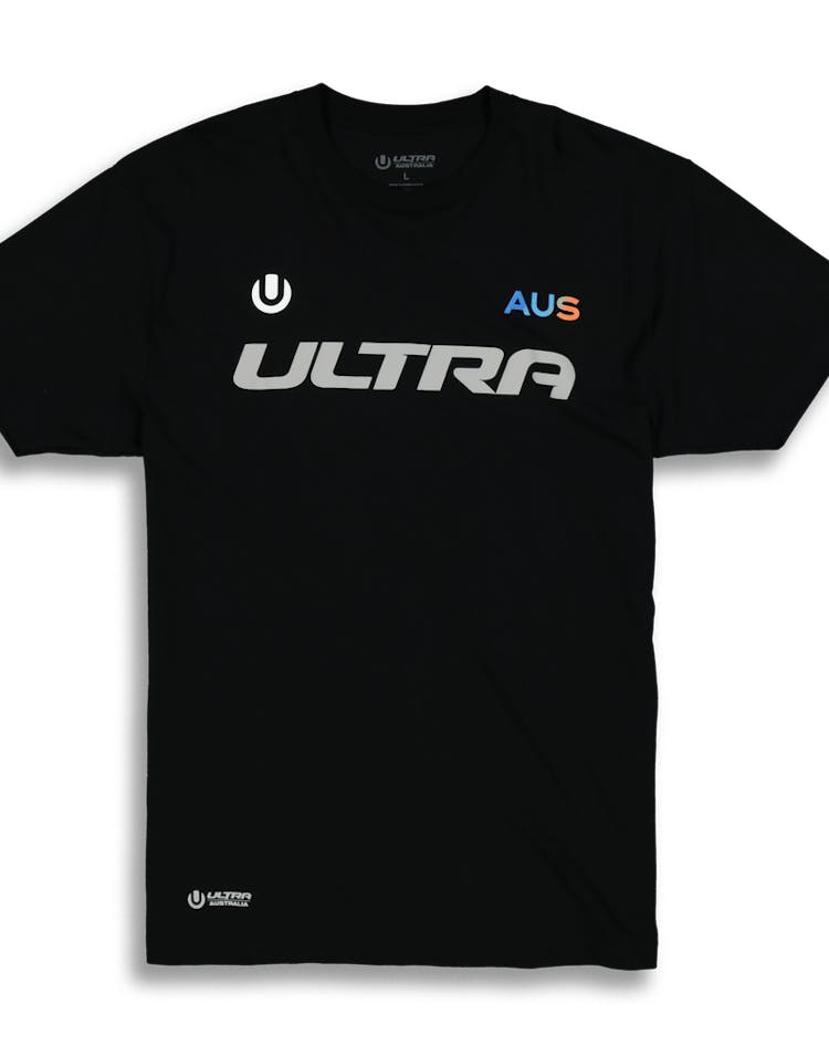 Ultra Australia Music Merch Font Logo Tee Black