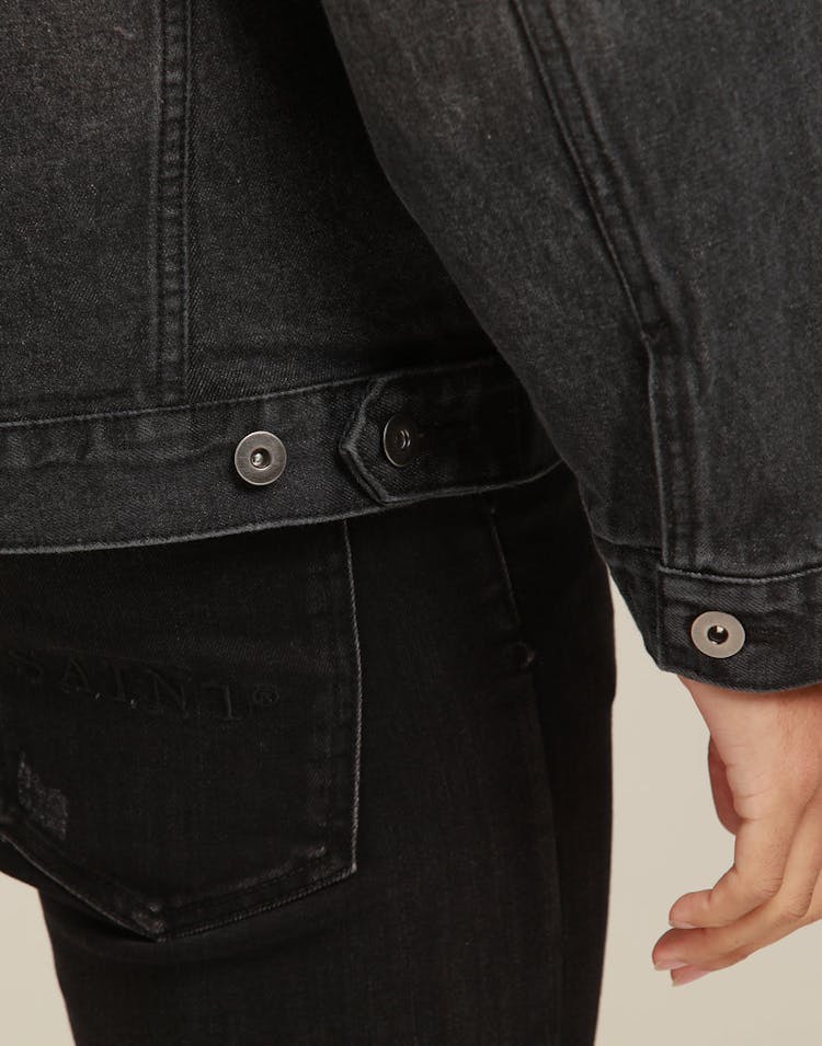New Slaves Tartan Denim Jacket Black