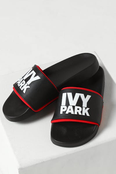 Ivy Park Stacked Logo Red Neo Sock Slide Black