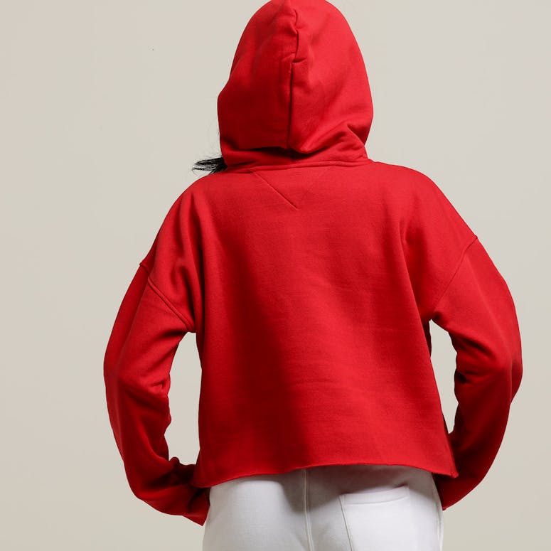 Tommy Jeans Women's TJ Raw Hem Dem Detail Hoodie Red