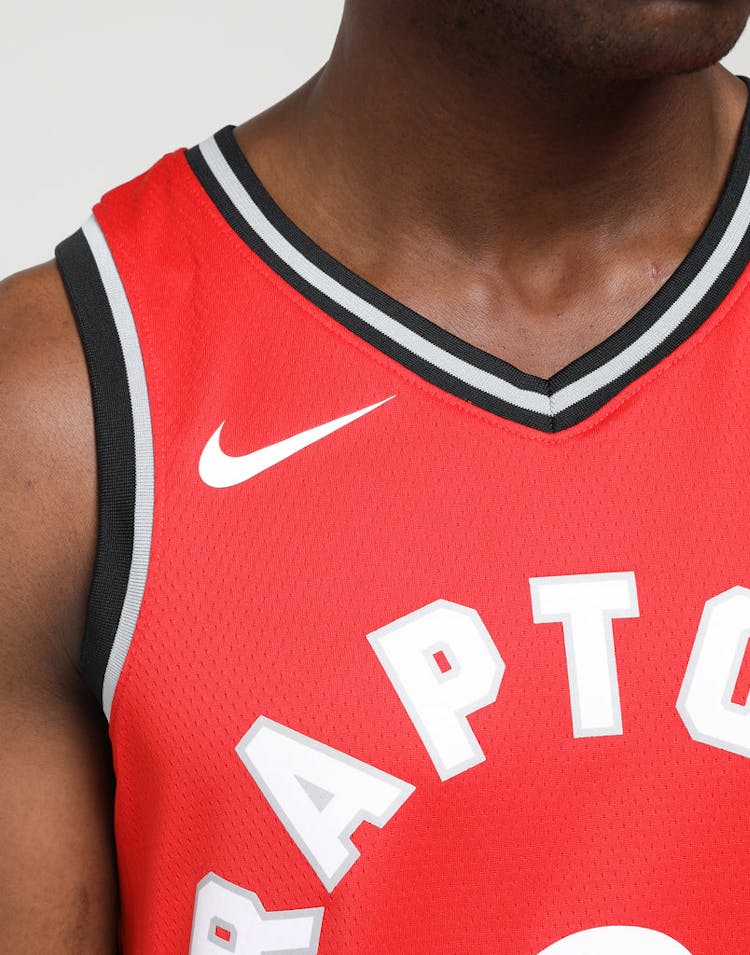 NIKE TORONTO RAPTORS KAWHI LEONARD #2 DRI-FIT SWINGMAN JERSEY RED/BLACK