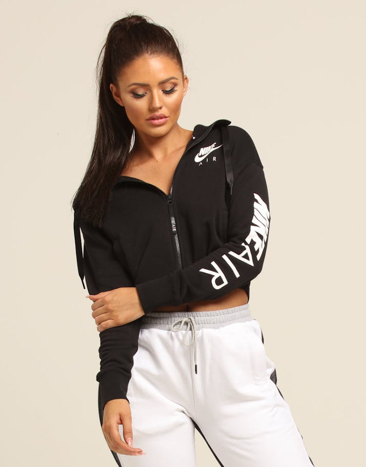 Nike Women's NSW Full Zip Fleece Hoodie Black/White