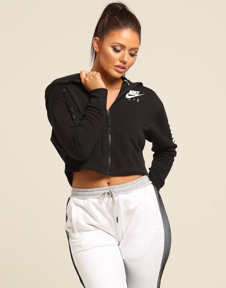 Nike Women's NSW Full Zip Fleece Hoodie Black/White