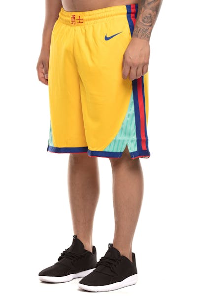 Golden State Warriors Nike NBA City Edition Swingman Shorts Yellow/Blue