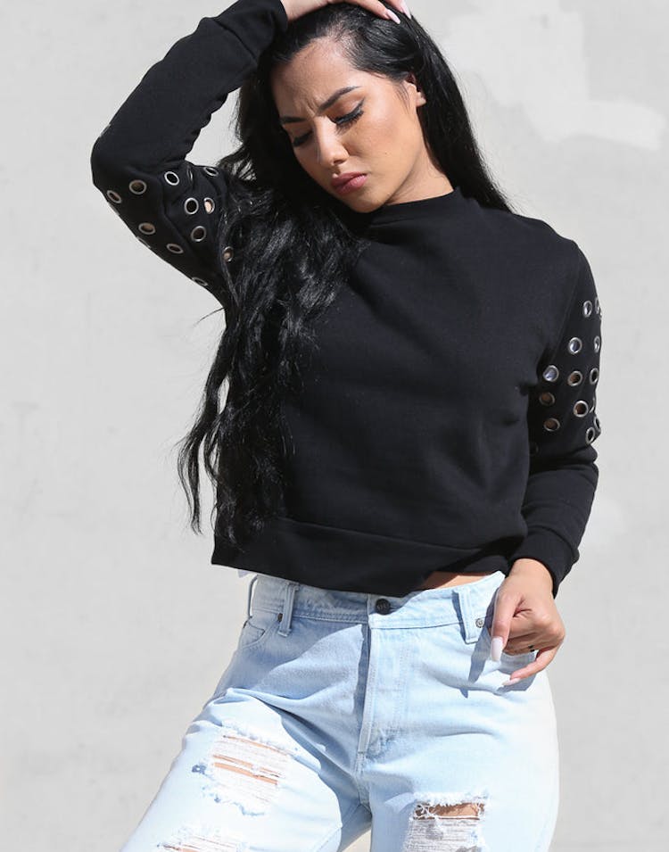 Nana Judy Stanton Eyelet Sweater Black