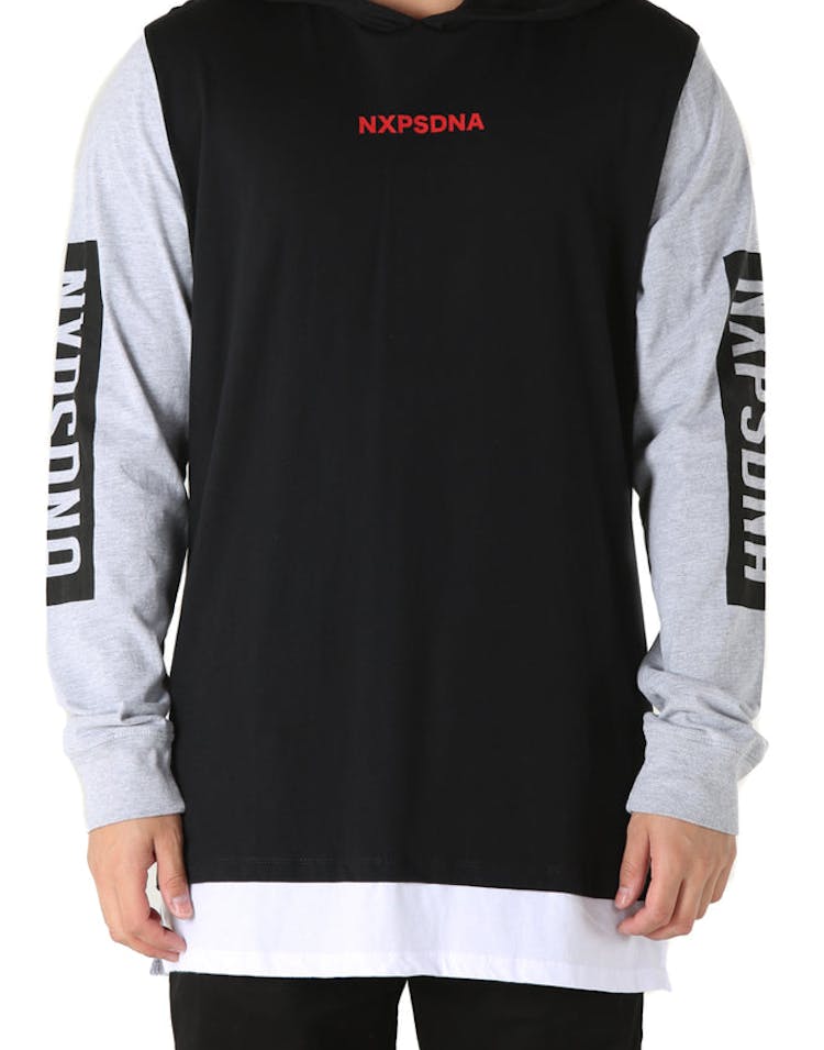 Nena and Pasadena Turbine L/S Hooded Tee Black/Grey