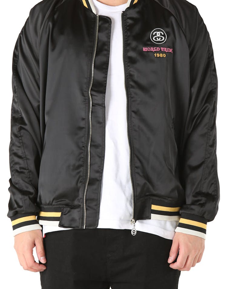 Stussy Phoenix Satin Bomber Black