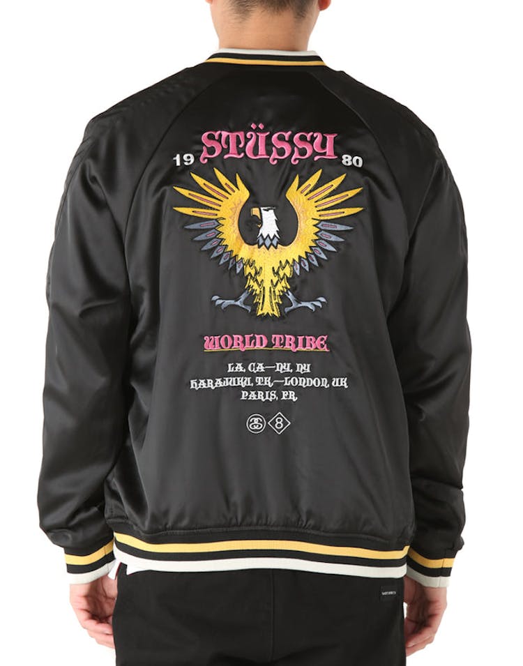 Stussy Phoenix Satin Bomber Black