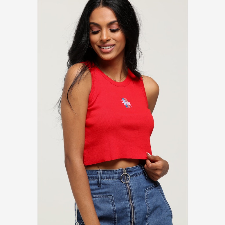 Stussy Women's Graffiti Bar Cut Off Tank Red