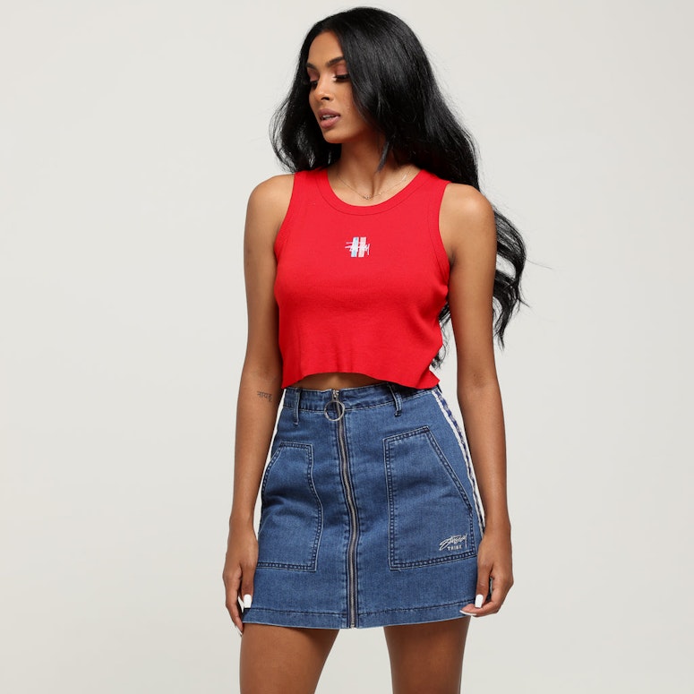 Stussy Women's Graffiti Bar Cut Off Tank Red