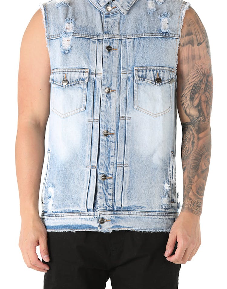 Dead Studios Destroy Denim Vest Washed Indigo