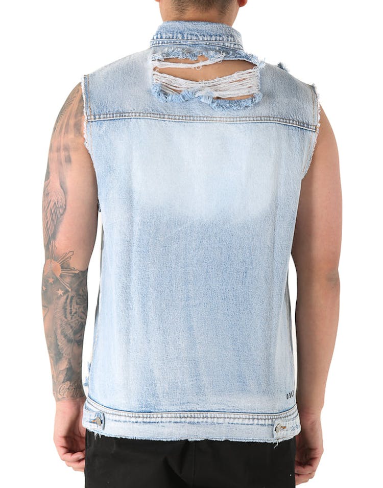 Dead Studios Destroy Denim Vest Washed Indigo