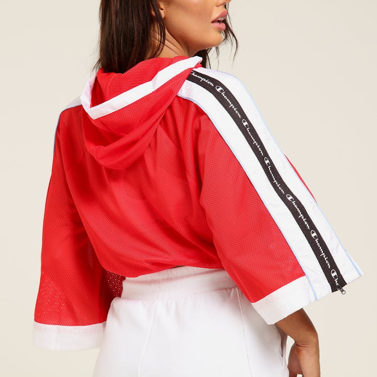 Champion Women's Hooded Crop Mesh Top Red