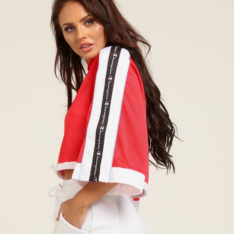 Champion Women's Hooded Crop Mesh Top Red