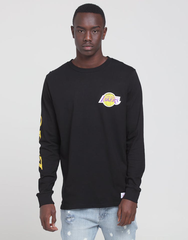 Mitchell & Ness Los Angeles Lakers Wordmark LS Tee Black