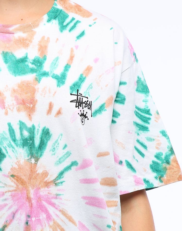 Stussy Women's Kingley OS Tee White Tie Die