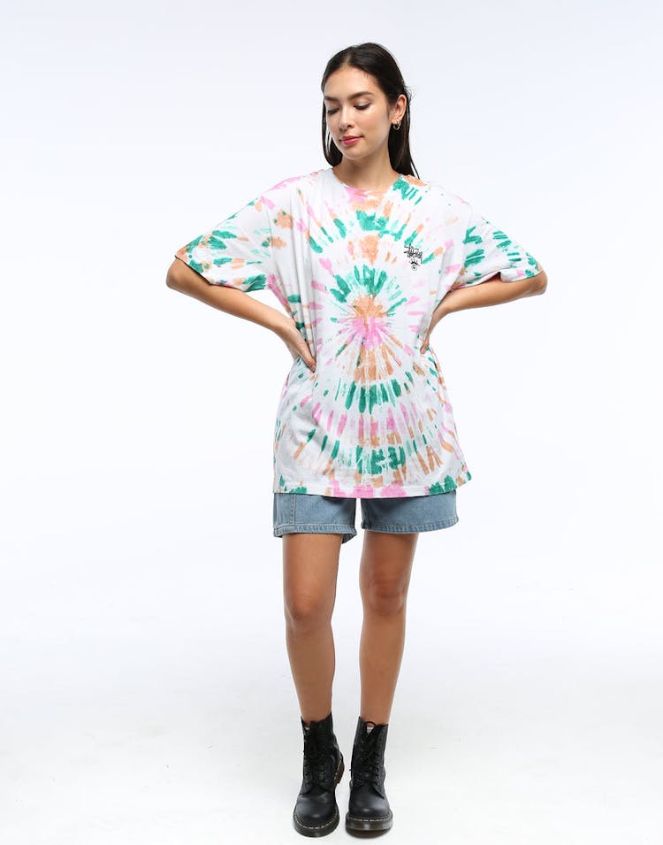 Stussy Women's Kingley OS Tee White Tie Die
