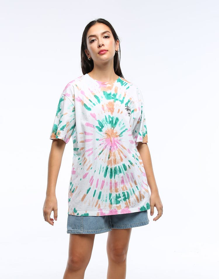 Stussy Women's Kingley OS Tee White Tie Die