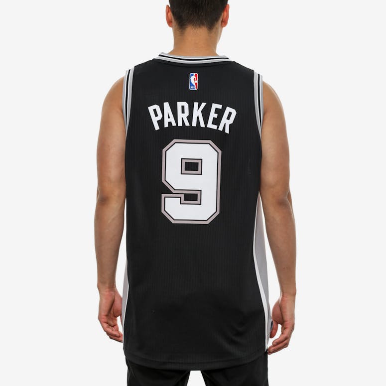 Spurs 9 Parker Swingman Jersey Black