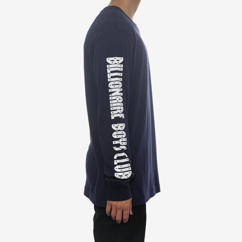 B Logo Long Sleeve Tee Navy/white