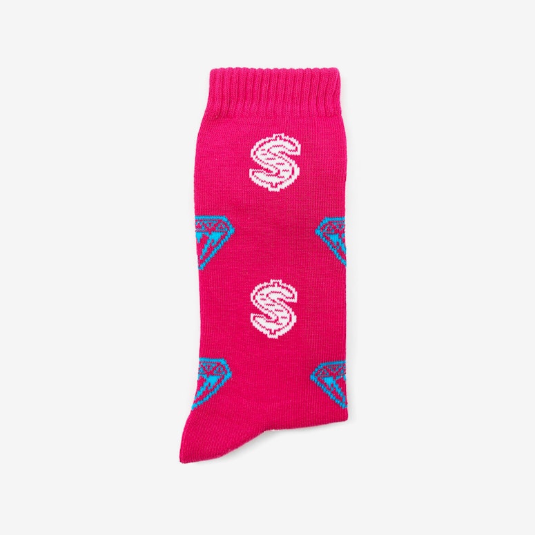 Diamond & Dollars Sock Pink