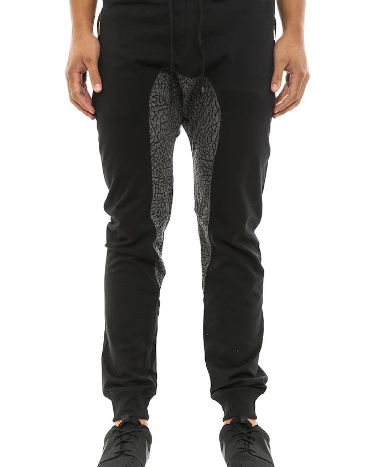 Elephant Print Jogger Pnt Black