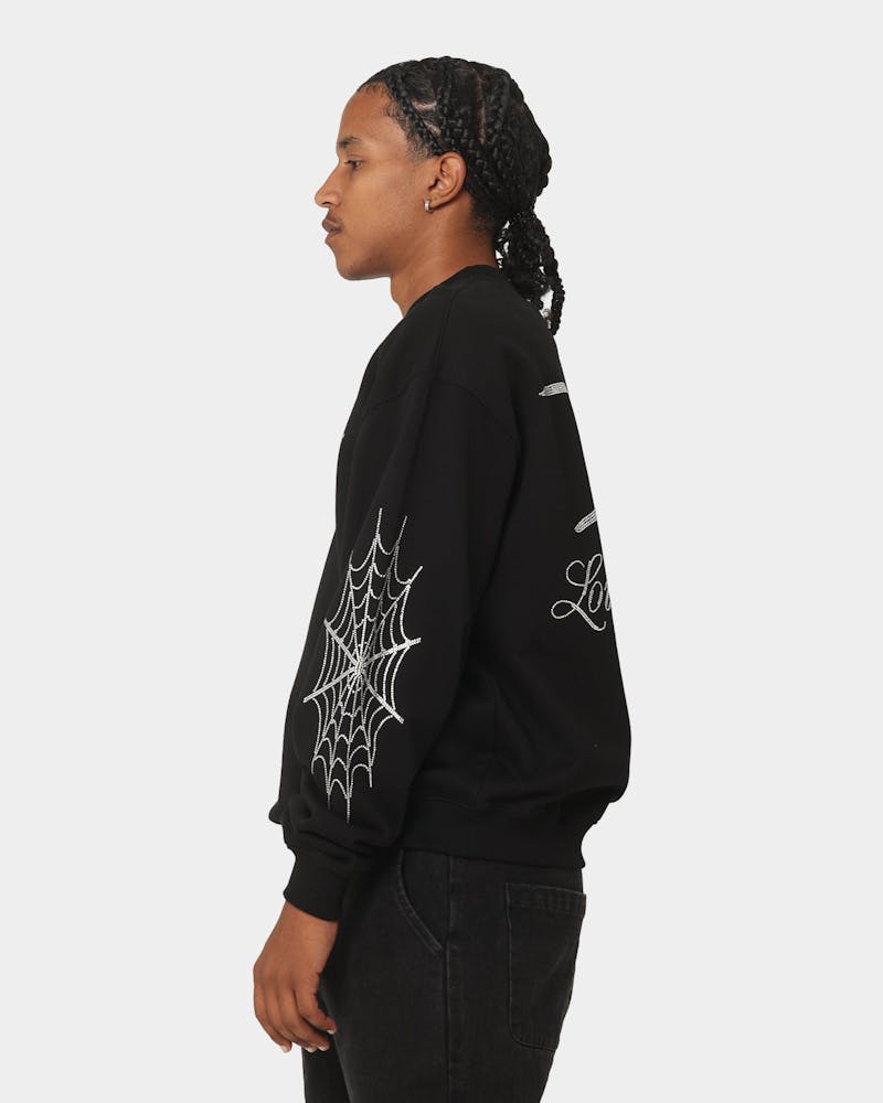 Loiter Spider Rhinestone Crewneck Black thumbnail - 6