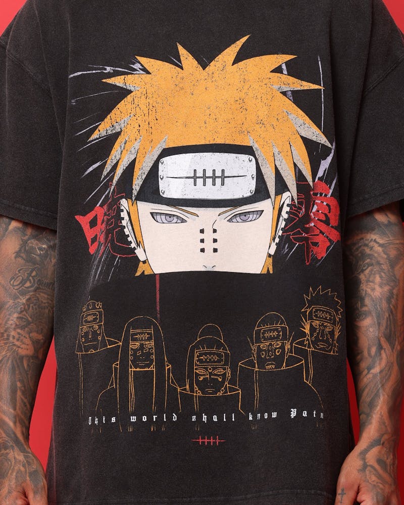 Goat Crew X Naruto Pain Heavyweight Vintage T-Shirt Vintage Black thumbnail - 3