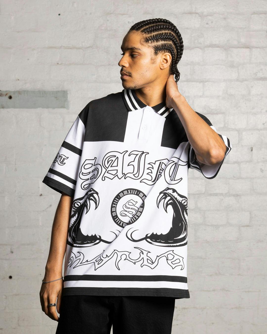 Saint Morta Inferno Polo Shirt Black/White