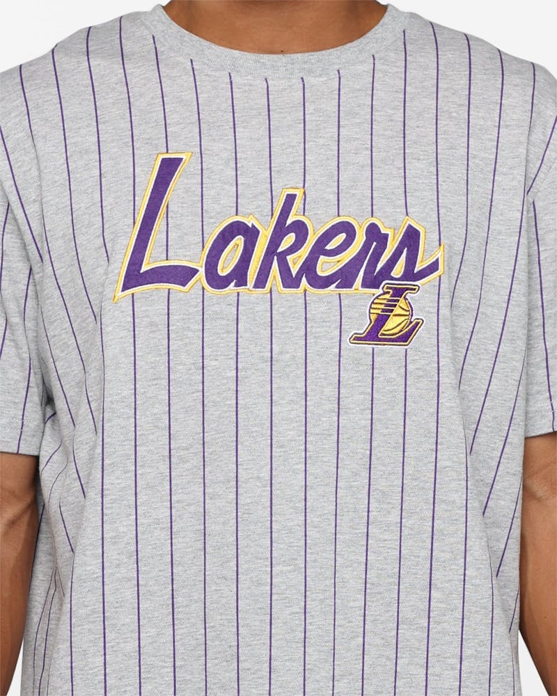 New Era Los Angeles Lakers Pinstripe T-Shirt Grey thumbnail - 3