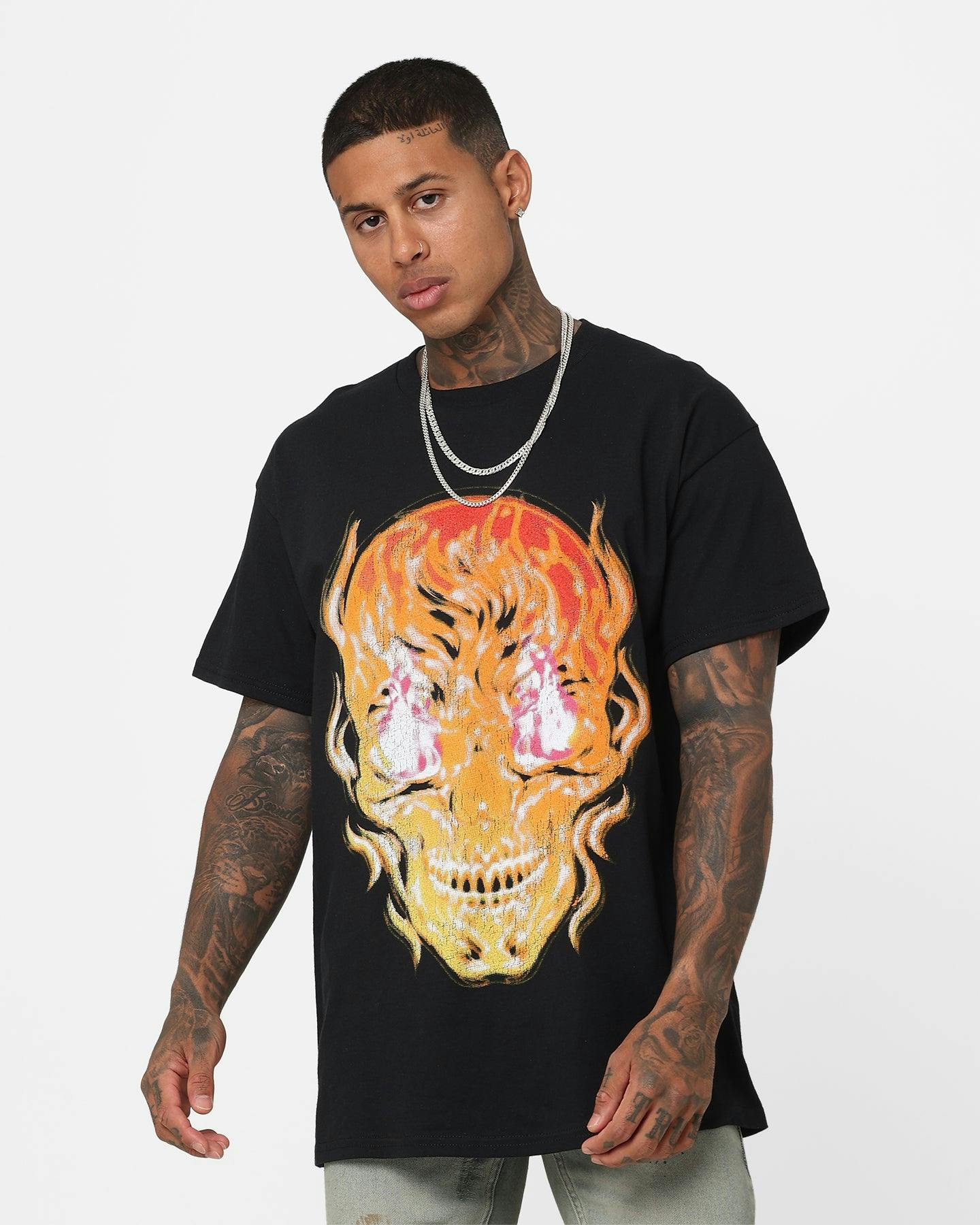 Last Kings Fiery Skull T-Shirt Black