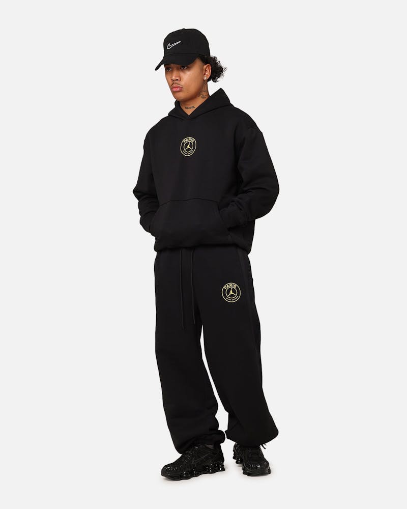 Jordan X Paris Saint-Germain Fleece Pullover Hoodie Black/Cargo Khaki thumbnail - 4