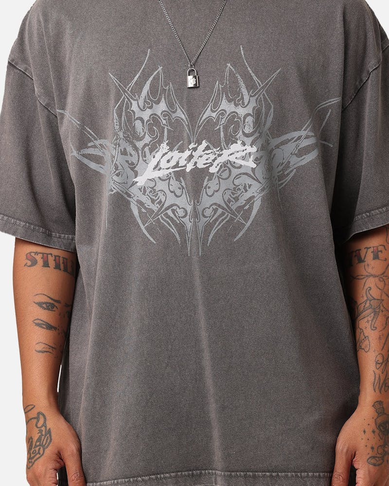 Loiter Lotus Oversized T-Shirt Charcoal Grey thumbnail - 3