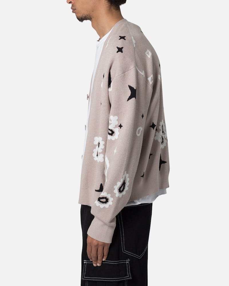 MNML Paisley Cardigan Sweater Taupe thumbnail - 2