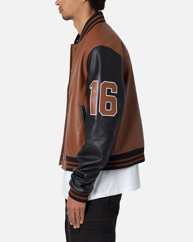 MNML PU Varsity Jacket Brown/Black thumbnail - 2