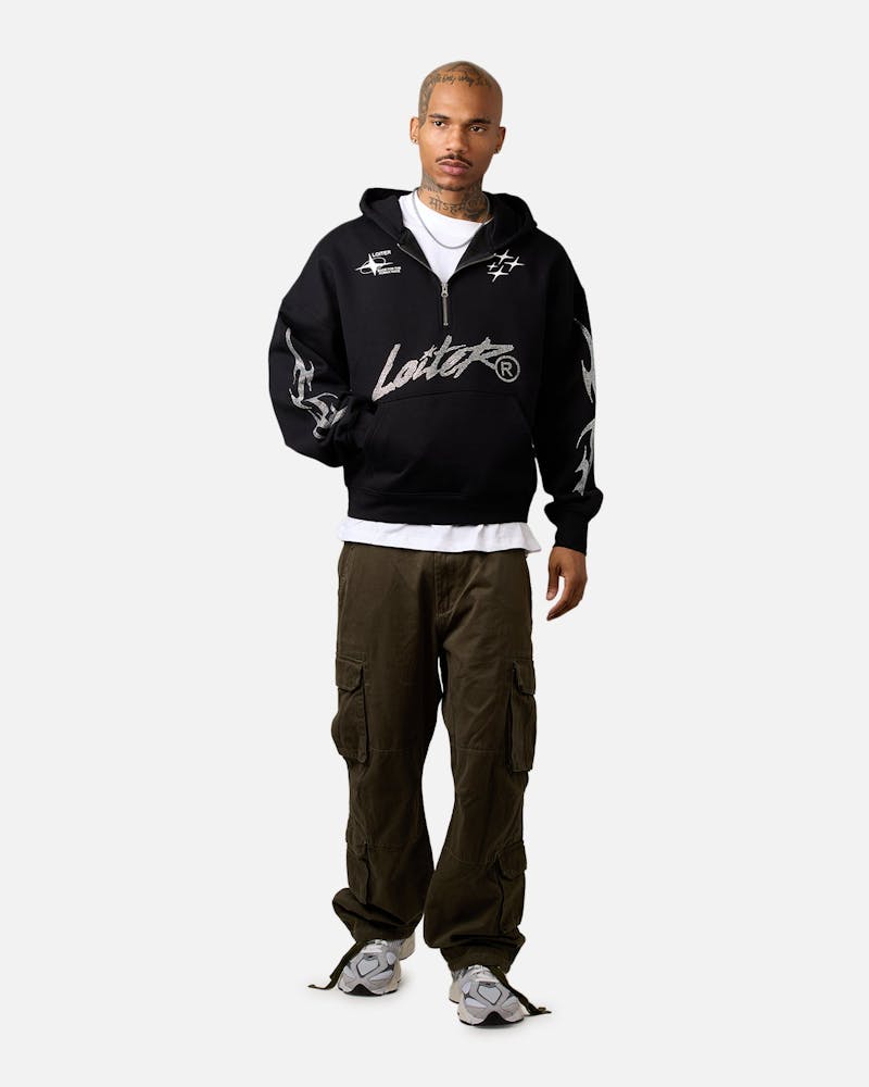 Loiter Rave Rhinestone Hoodie Black thumbnail - 2
