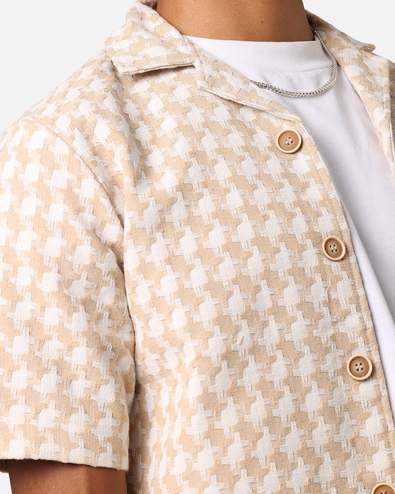 XXIII Jacquard Weave Button Up Shirt Cream/White thumbnail - 5
