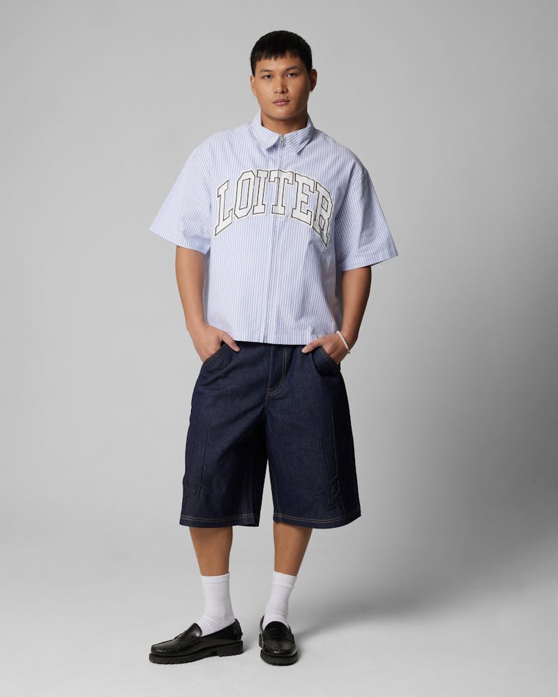 Loiter Studio Zip Shirt Blue Stripe thumbnail - 2