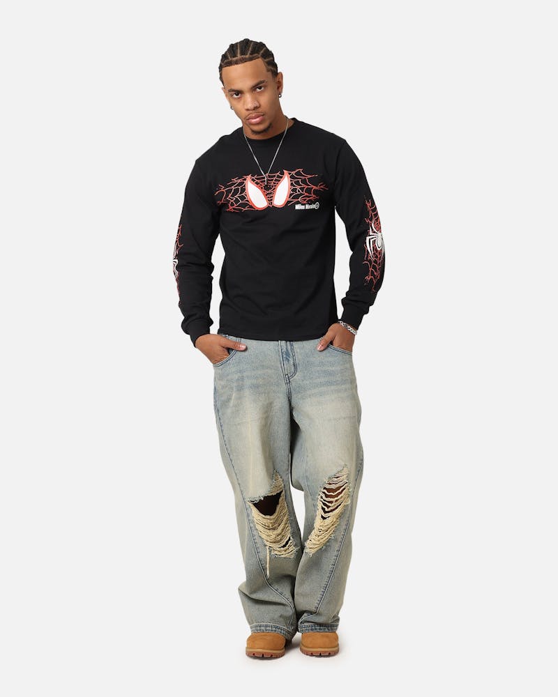 Goat Crew Marvel Spider-Man Y2K Miles Long Sleeve T-Shirt Black thumbnail - 1