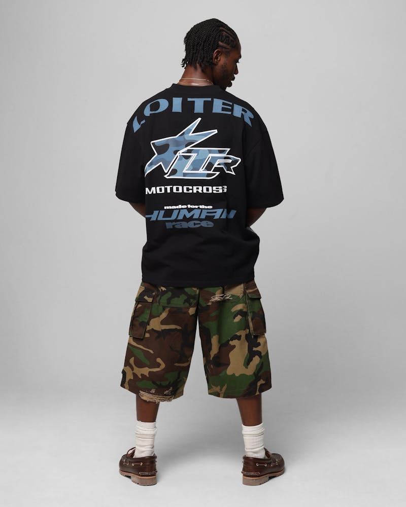 Loiter Motocross Vintage T-Shirt Black/Navy Blue thumbnail - 3
