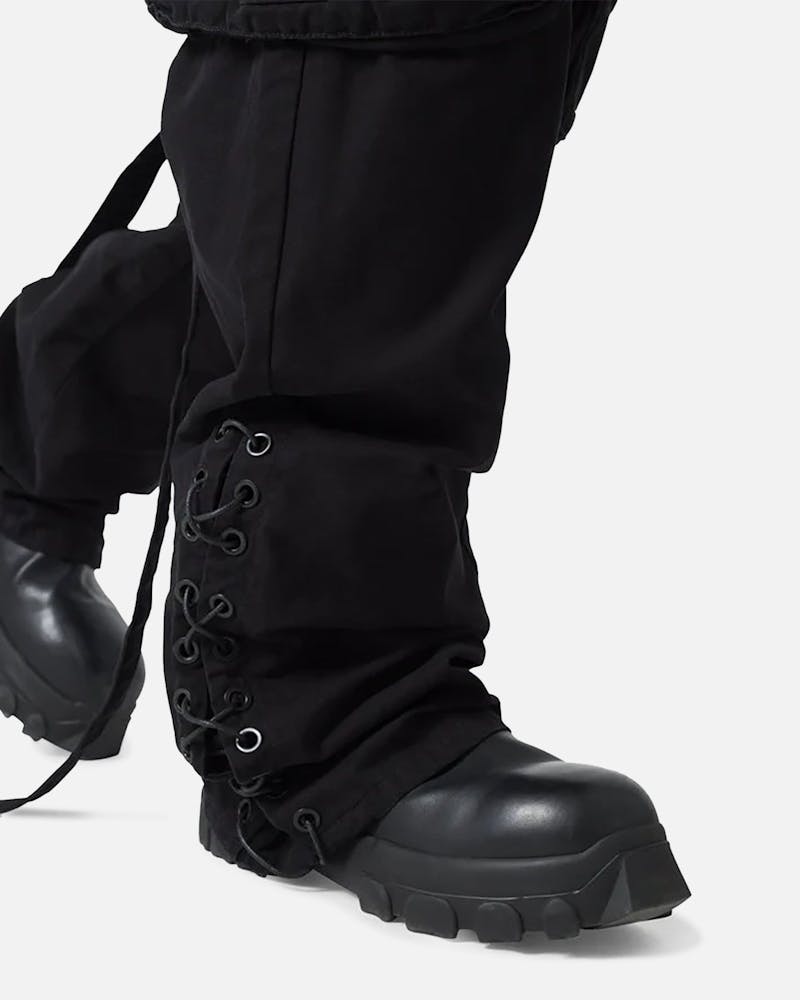 MNML Laced Up Ready Cargo Pants Black thumbnail - 5