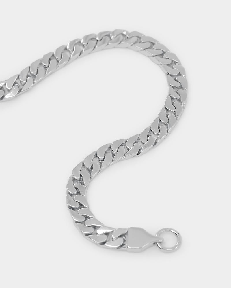 NXS Flat Faced Curb Chain White Gold thumbnail - 3