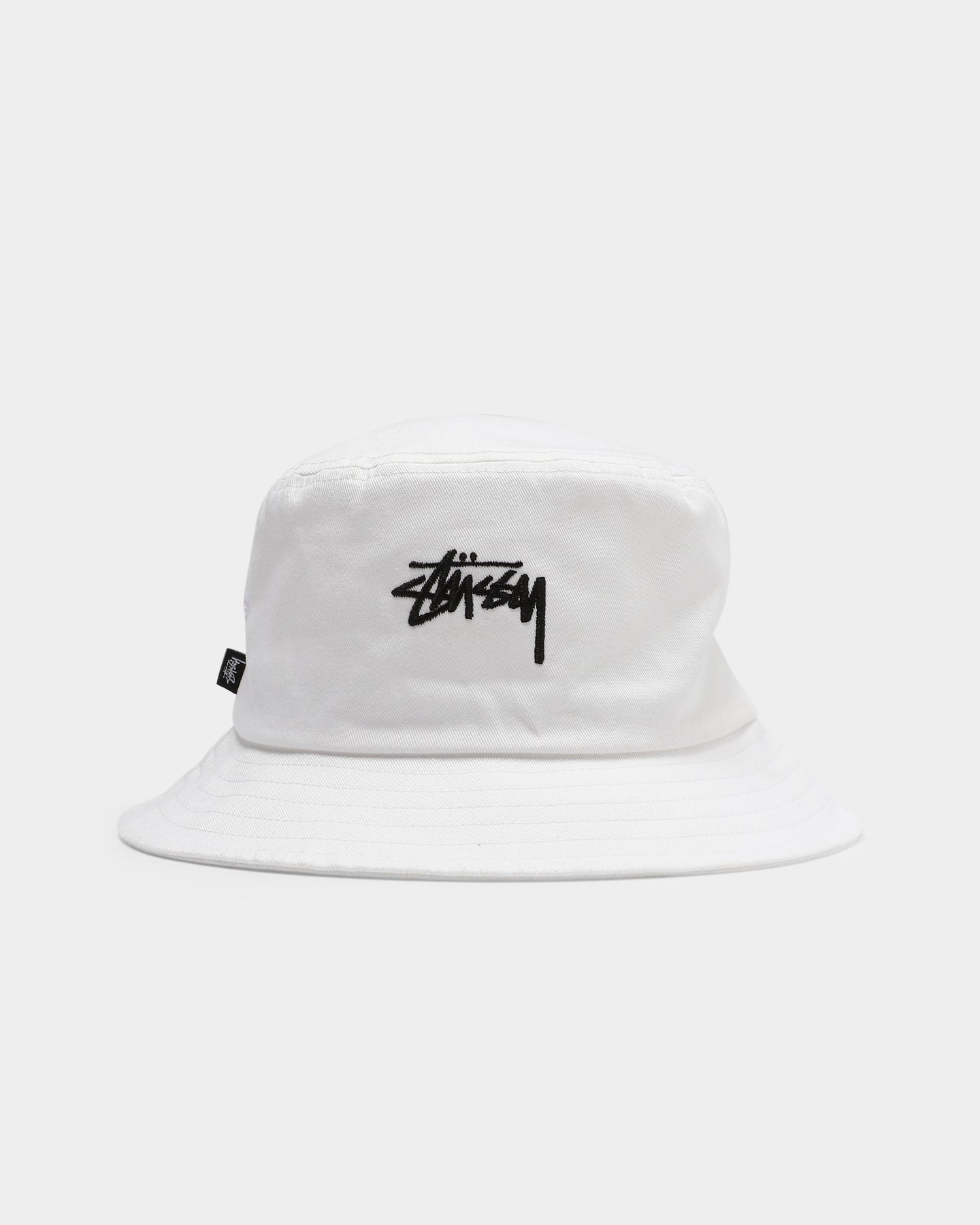 stussy bucket hat white