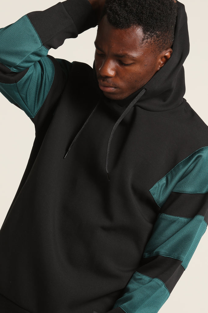 adidas eqt hoodie with stripe sleeves in green